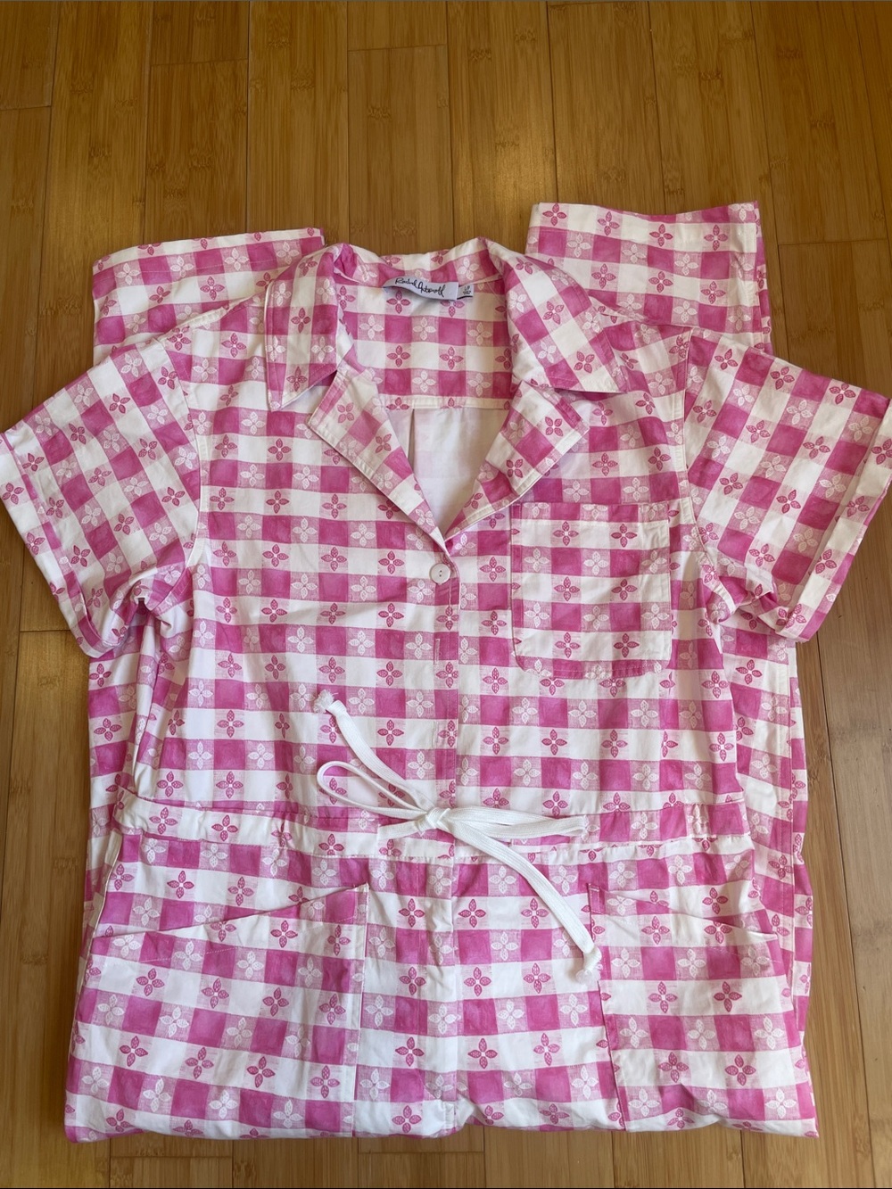 Rachel Antonoff Pink Gingham Floral-Print jumpsuit